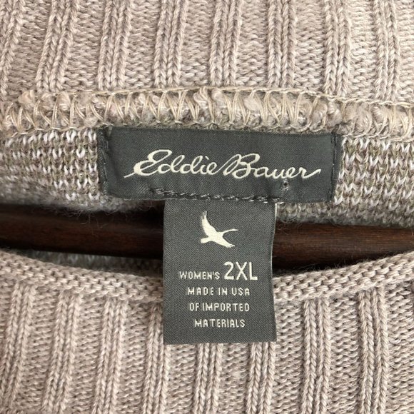 Eddie Bauer Women's Size 2XL Brown Green Camo Long Sleeve Knit Crewneck Sweater - Picture 6 of 8